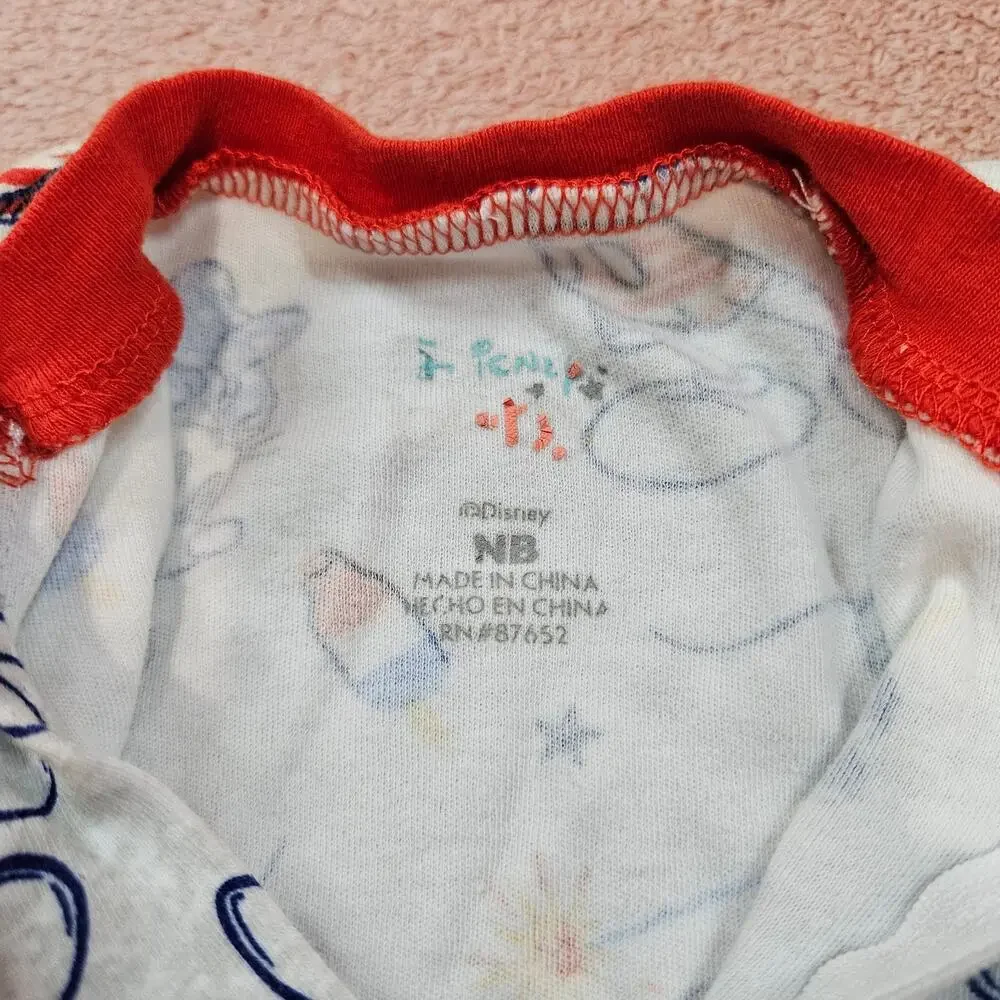 Disney Mickey Mouse Light Gray Footed Pajamas Size NB Americana